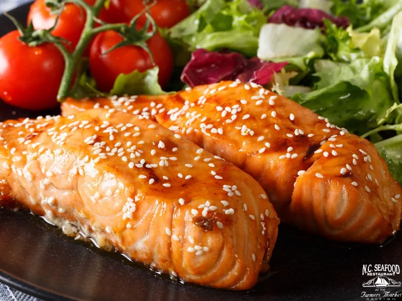 Grilled salmon with maple glaze is a one of the best Thanksgiving seafood dishes 